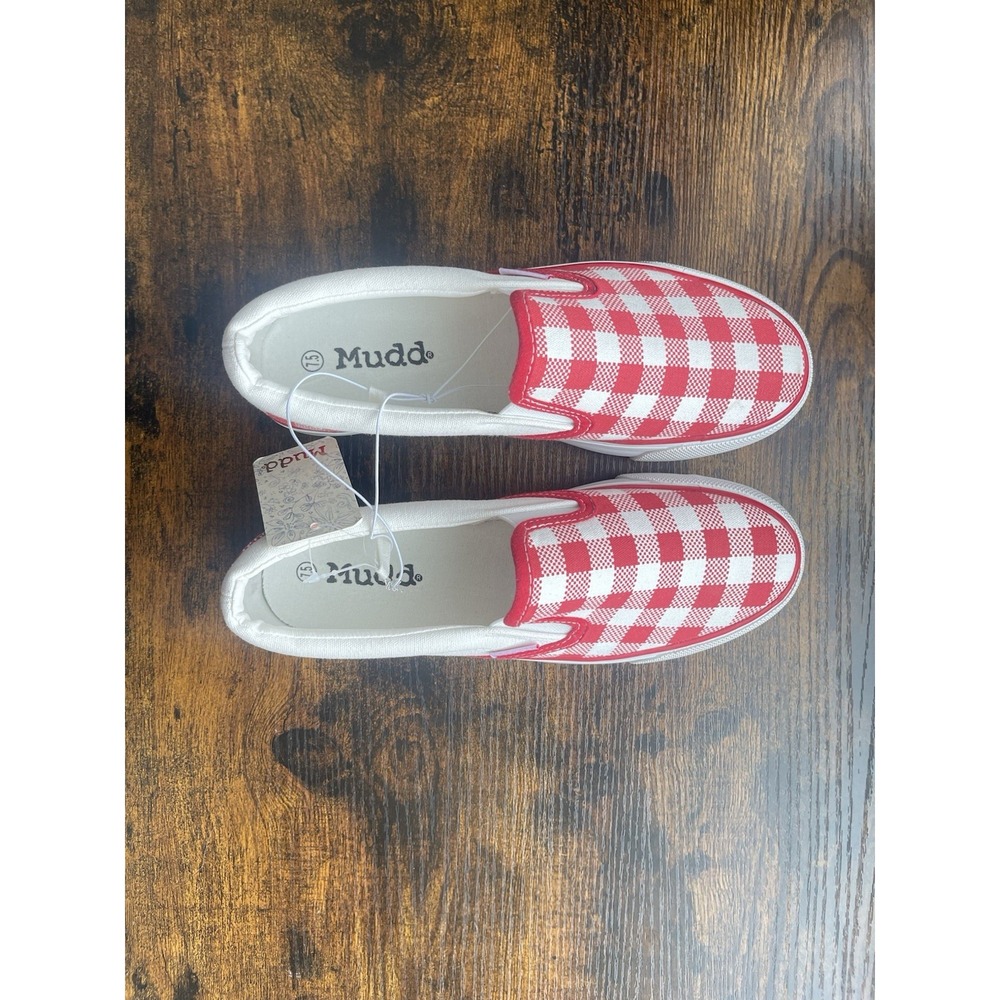 Mudd Women's Slip-On Sneakers Red White Gingham Checker Size‎ 7.5 New